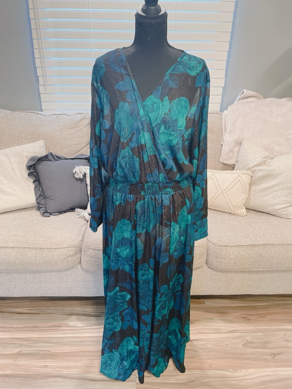 Alexa B Nites Teal Floral Women's Dress Size 20W